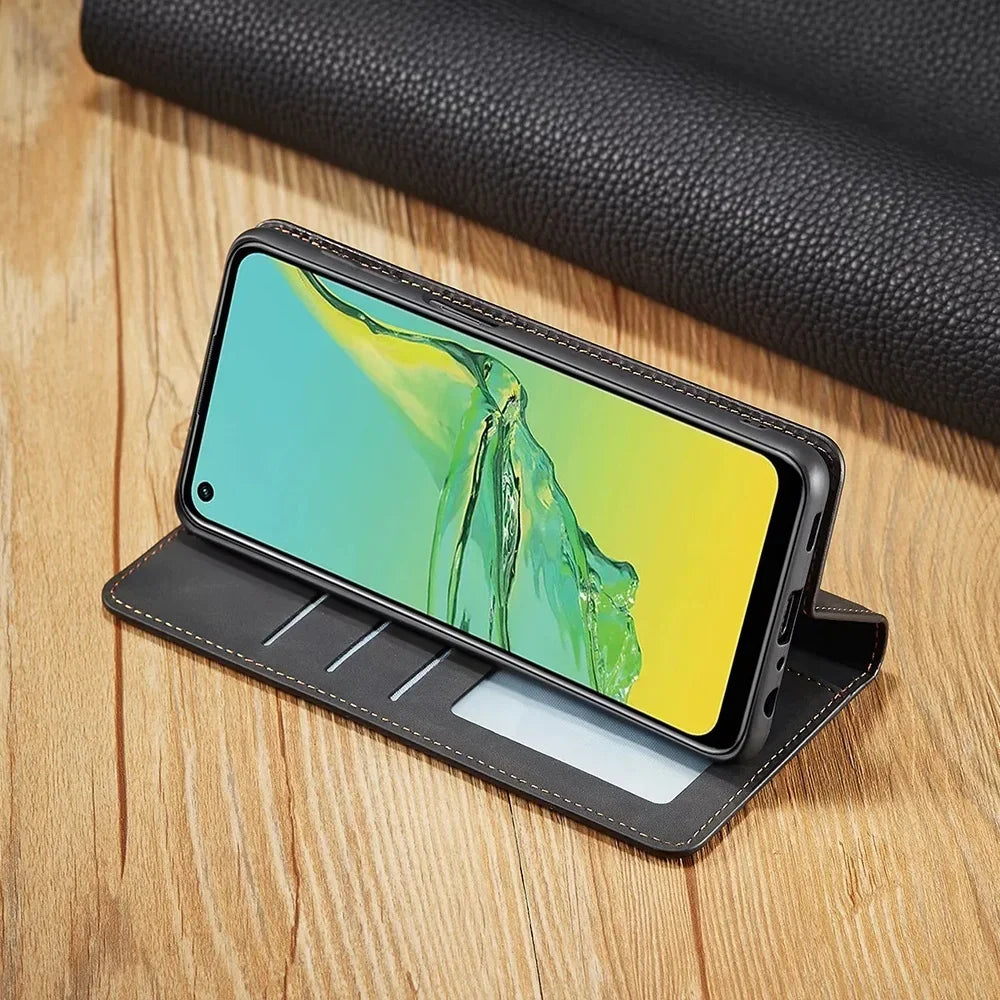 Magnetic Leather Wallet Case for Samsung Galaxy – Card Slots & Flip Cover