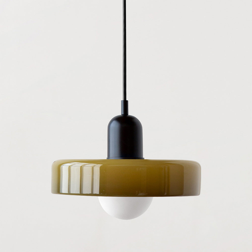 Bauhaus Stained Glass Pendant Light – Round Colourful Ceiling Lamp