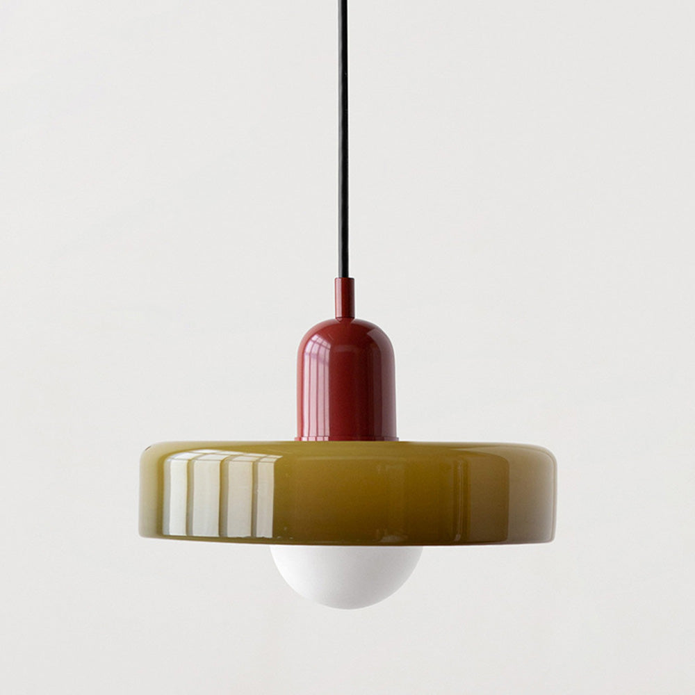 Bauhaus Stained Glass Pendant Light – Round Colourful Ceiling Lamp