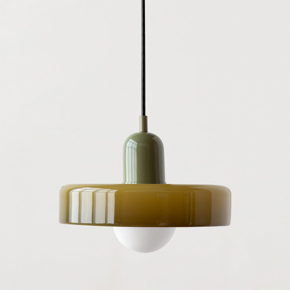 Bauhaus Stained Glass Pendant Light – Round Colourful Ceiling Lamp