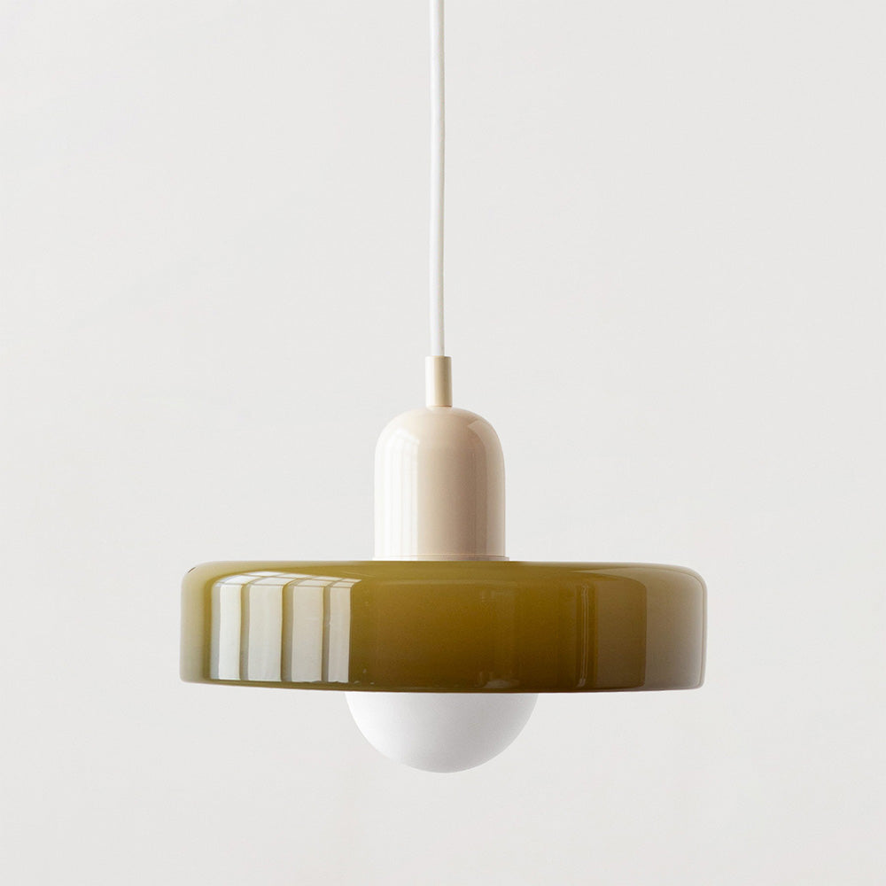 Bauhaus Stained Glass Pendant Light – Round Colourful Ceiling Lamp