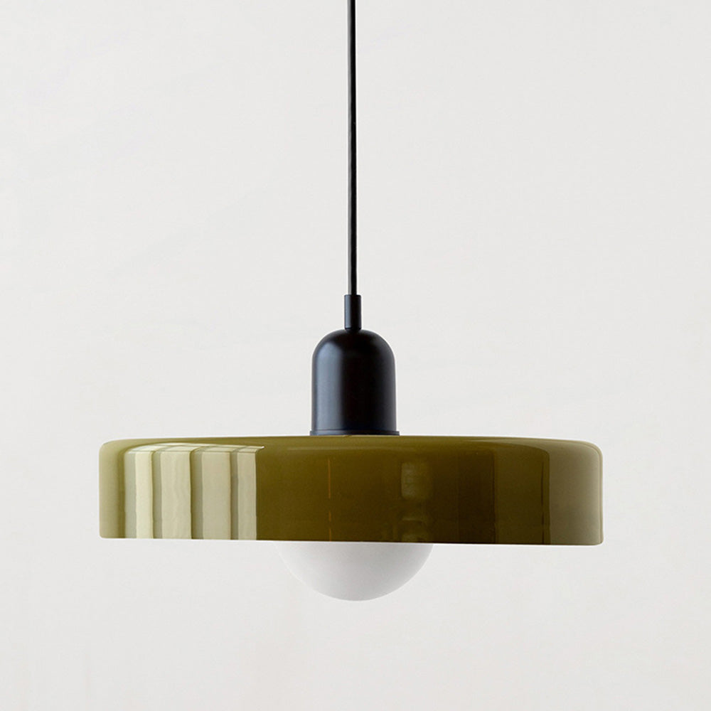 Bauhaus Stained Glass Pendant Light – Round Colourful Ceiling Lamp