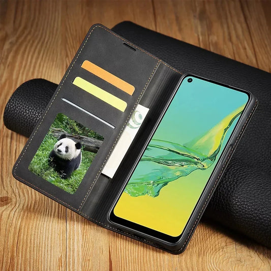 Magnetic Leather Wallet Case for Samsung Galaxy – Card Slots & Flip Cover