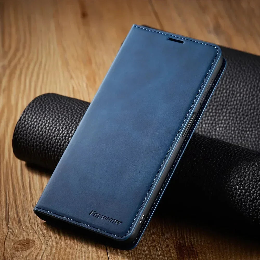 Magnetic Leather Wallet Case for Samsung Galaxy – Card Slots & Flip Cover