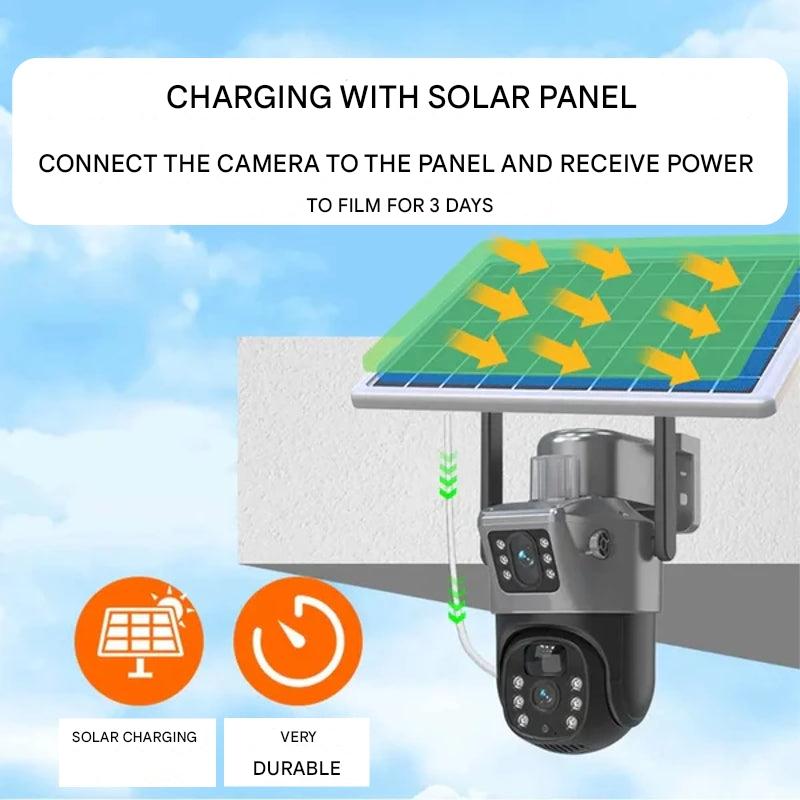 4K Solar Security Camera – Dual Lens, 10x Zoom & 360° App Control