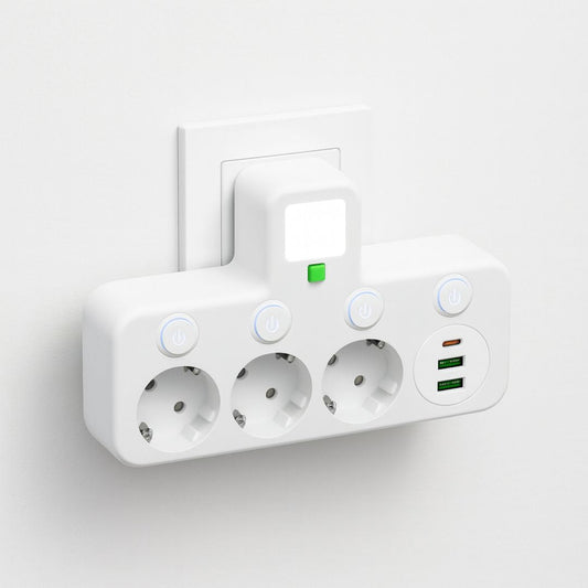3-Way Extension Lead with USB-C – Surge Protection & Child Safety