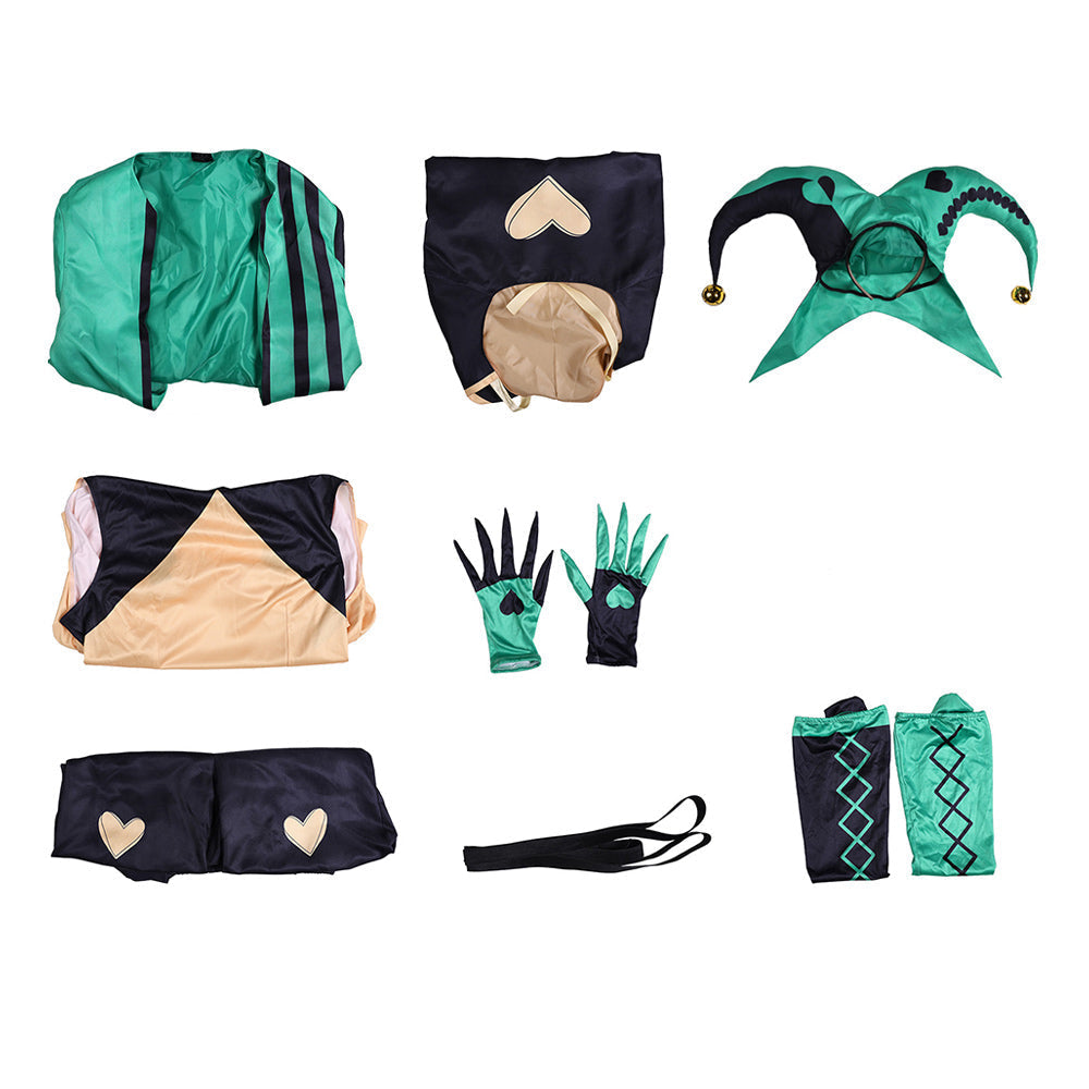 The Freak Circus Harlequin Green Black Clown Set Halloween Costume