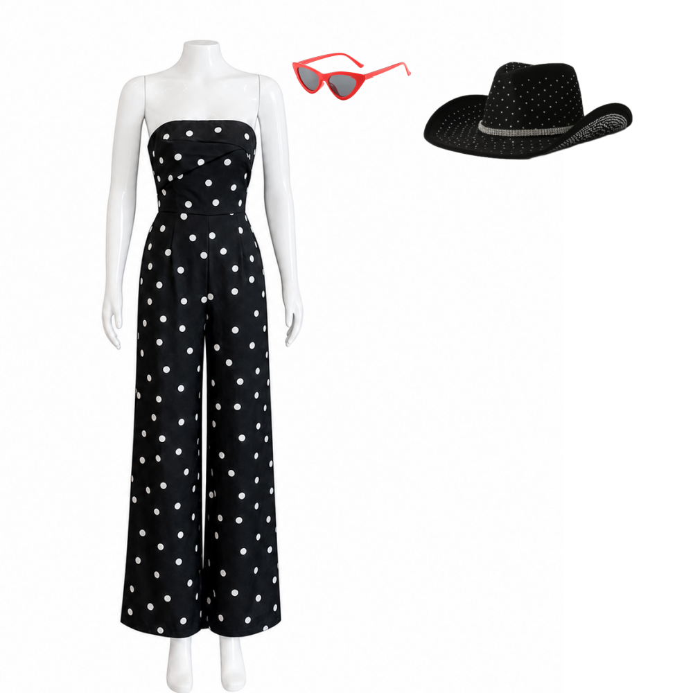 Susie Glass Black Polka Dot Jumpsuit Halloween Costume - The Gentlemen