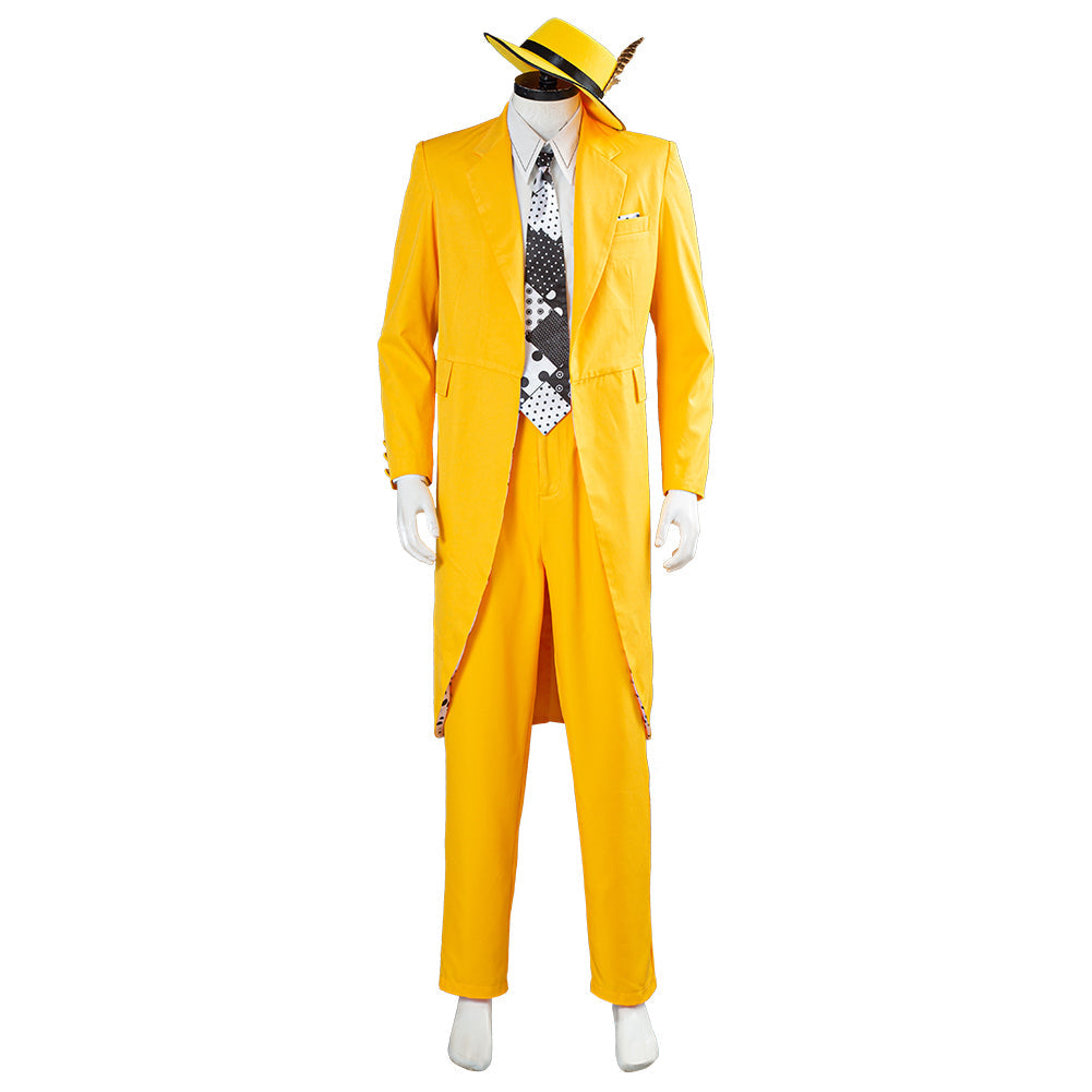 The Mask Jim Carrey Yellow Suit Men Uniform Halloween Costume