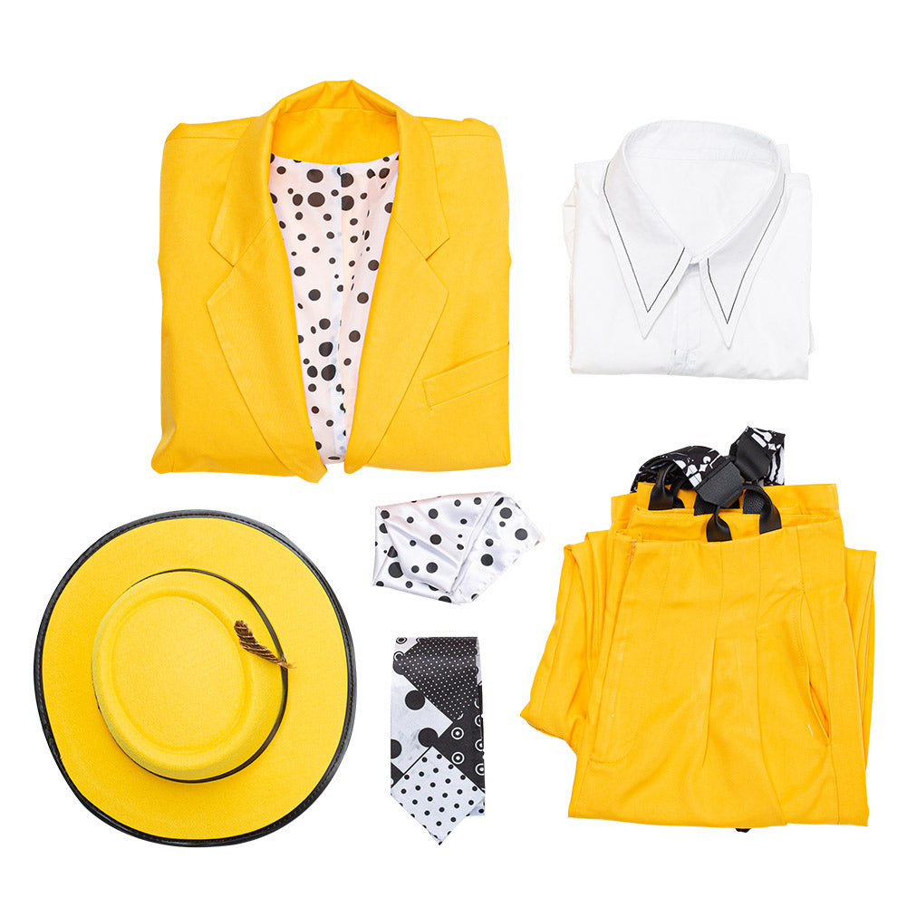 The Mask Jim Carrey Yellow Suit Men Uniform Halloween Costume