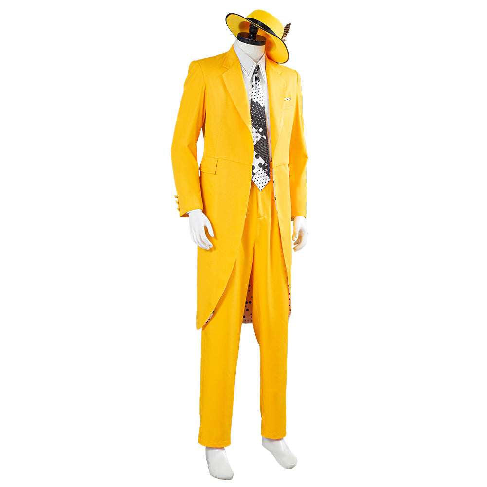 The Mask Jim Carrey Yellow Suit Men Uniform Halloween Costume