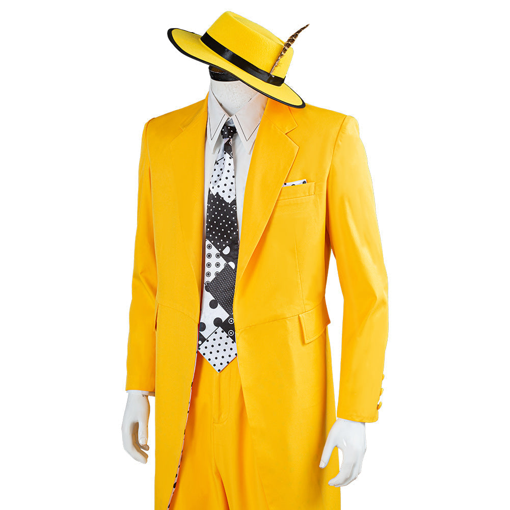 The Mask Jim Carrey Yellow Suit Men Uniform Halloween Costume