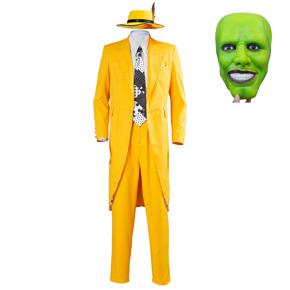 The Mask Jim Carrey Yellow Suit Men Uniform Halloween Costume
