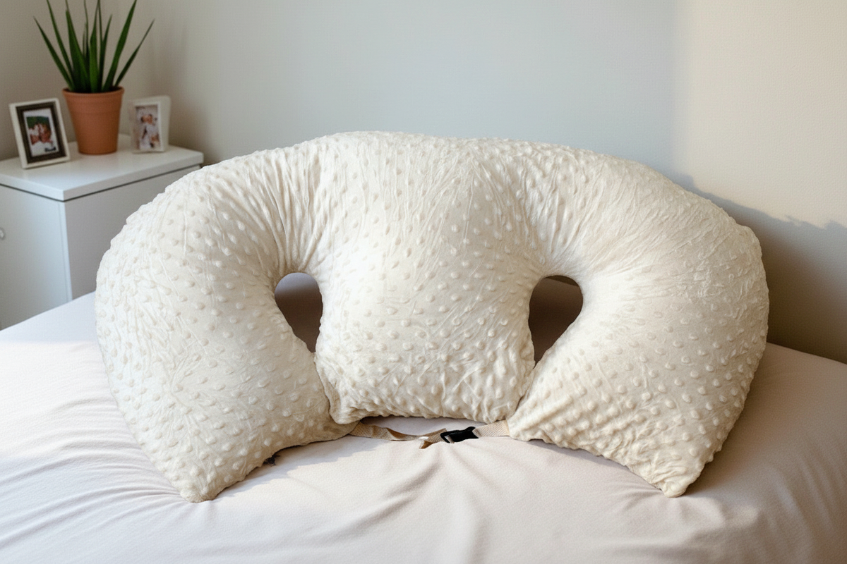 Twin Nursing Pillow – Tandem Feeding Support with Washable Cover, 96x38cm
