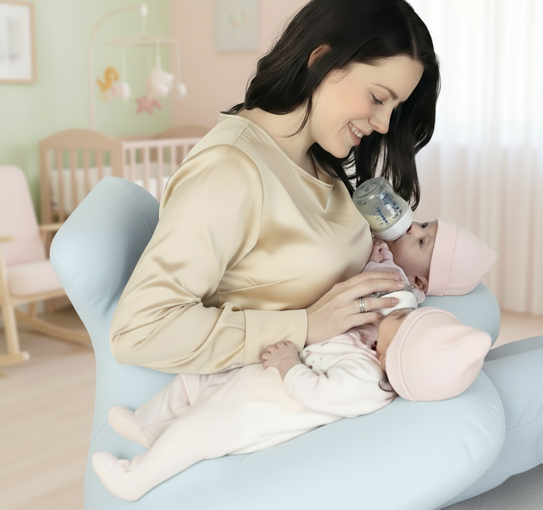 Twin Nursing Pillow – Tandem Feeding Support with Washable Cover, 96x38cm