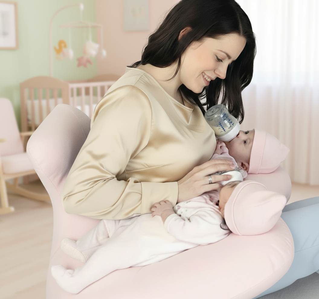 Twin Nursing Pillow – Tandem Feeding Support with Washable Cover, 96x38cm