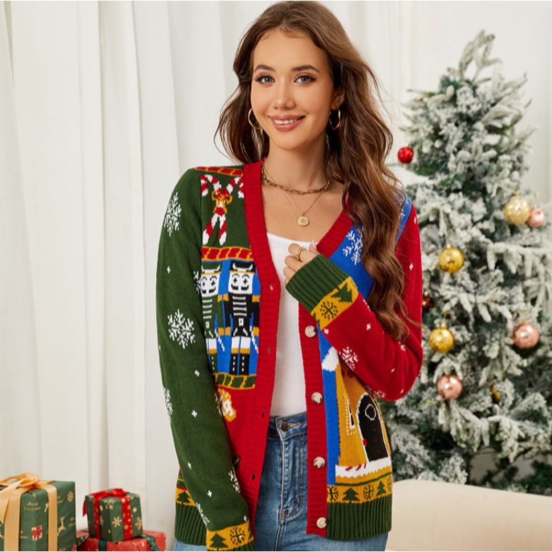 Christmas Jumper - Vintage Snowflake and Village Pattern