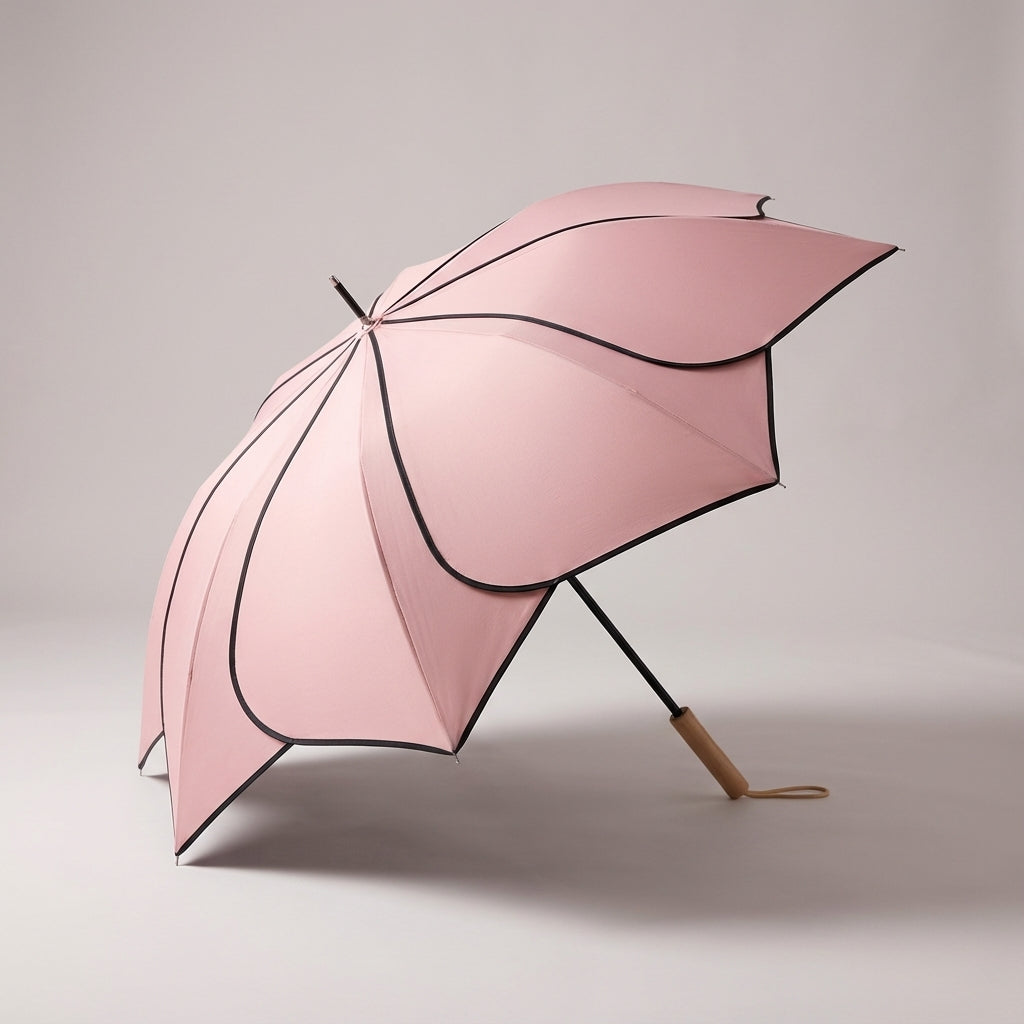 Women’s Floral Umbrella – UV Resistant Waterproof Canopy, Wooden Handle