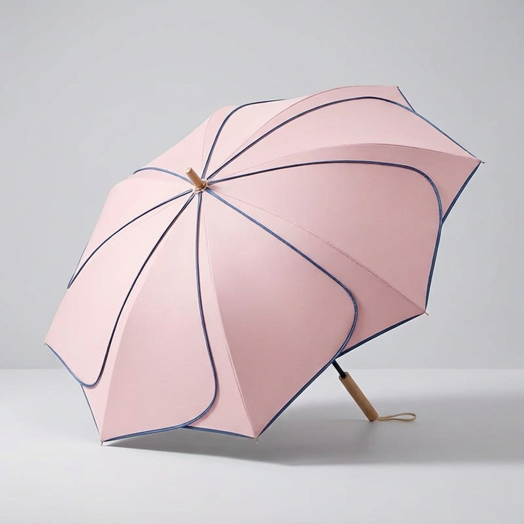 Women’s Floral Umbrella – UV Resistant Waterproof Canopy, Wooden Handle
