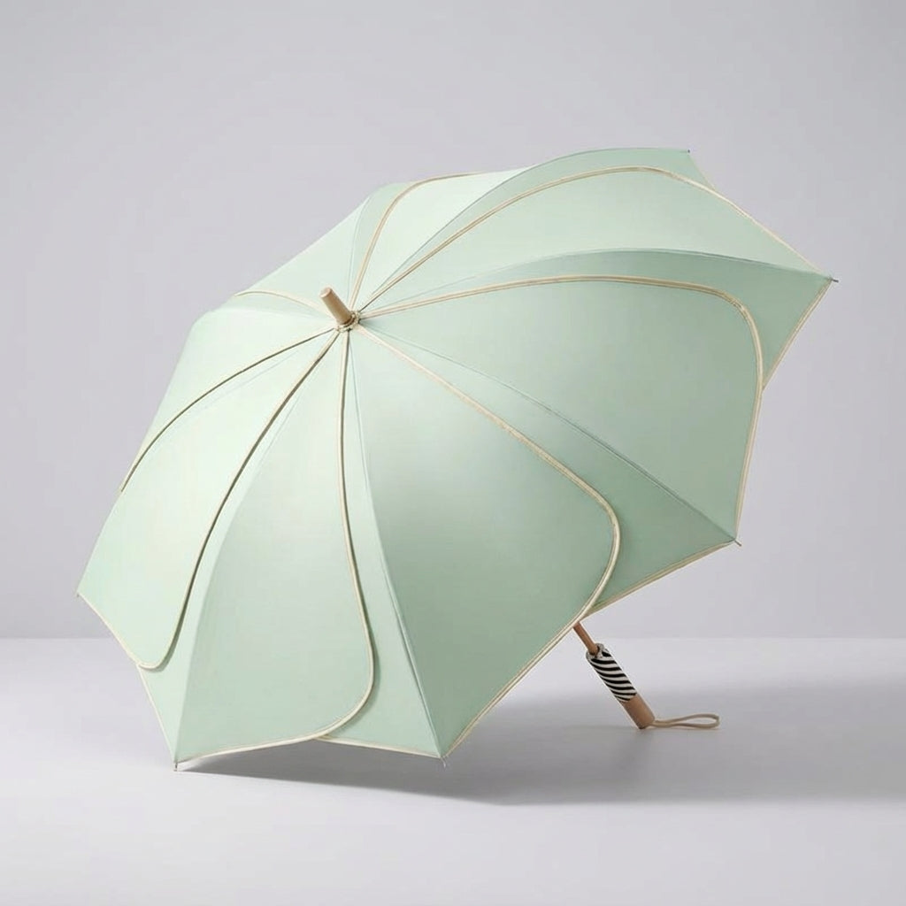 Women’s Floral Umbrella – UV Resistant Waterproof Canopy, Wooden Handle