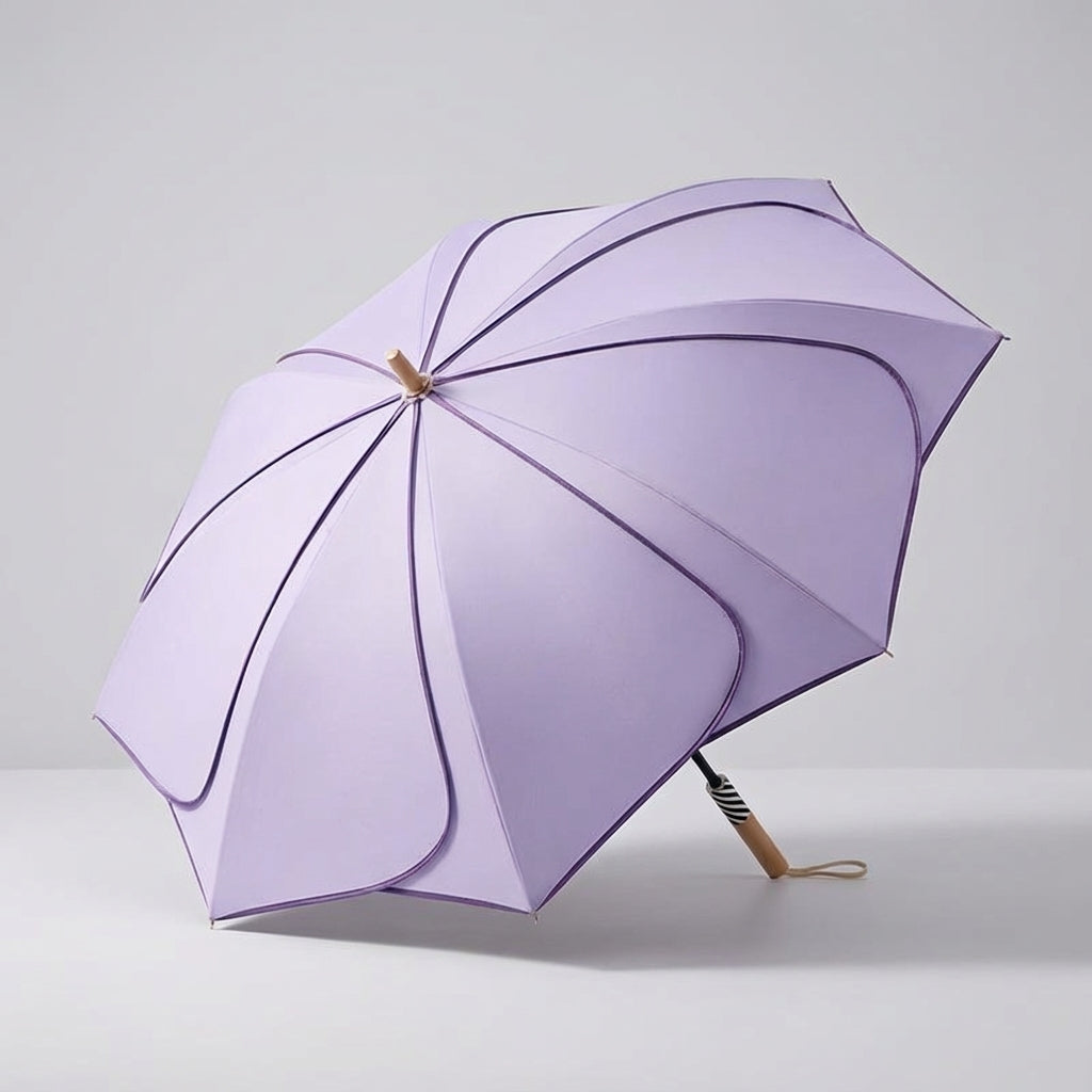 Women’s Floral Umbrella – UV Resistant Waterproof Canopy, Wooden Handle