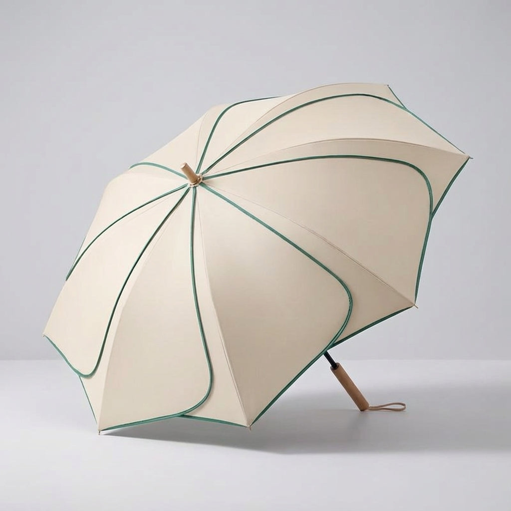 Women’s Floral Umbrella – UV Resistant Waterproof Canopy, Wooden Handle