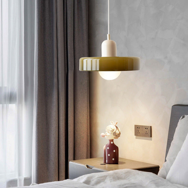 Bauhaus Stained Glass Pendant Light – Round Colourful Ceiling Lamp