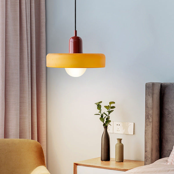 Bauhaus Stained Glass Pendant Light – Round Colourful Ceiling Lamp