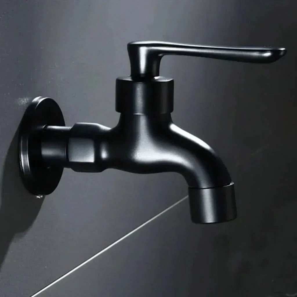 Matte Black Wall-Mounted Faucet – FlowCraft Tap for Kitchen, Bathroom & Outdoor Use