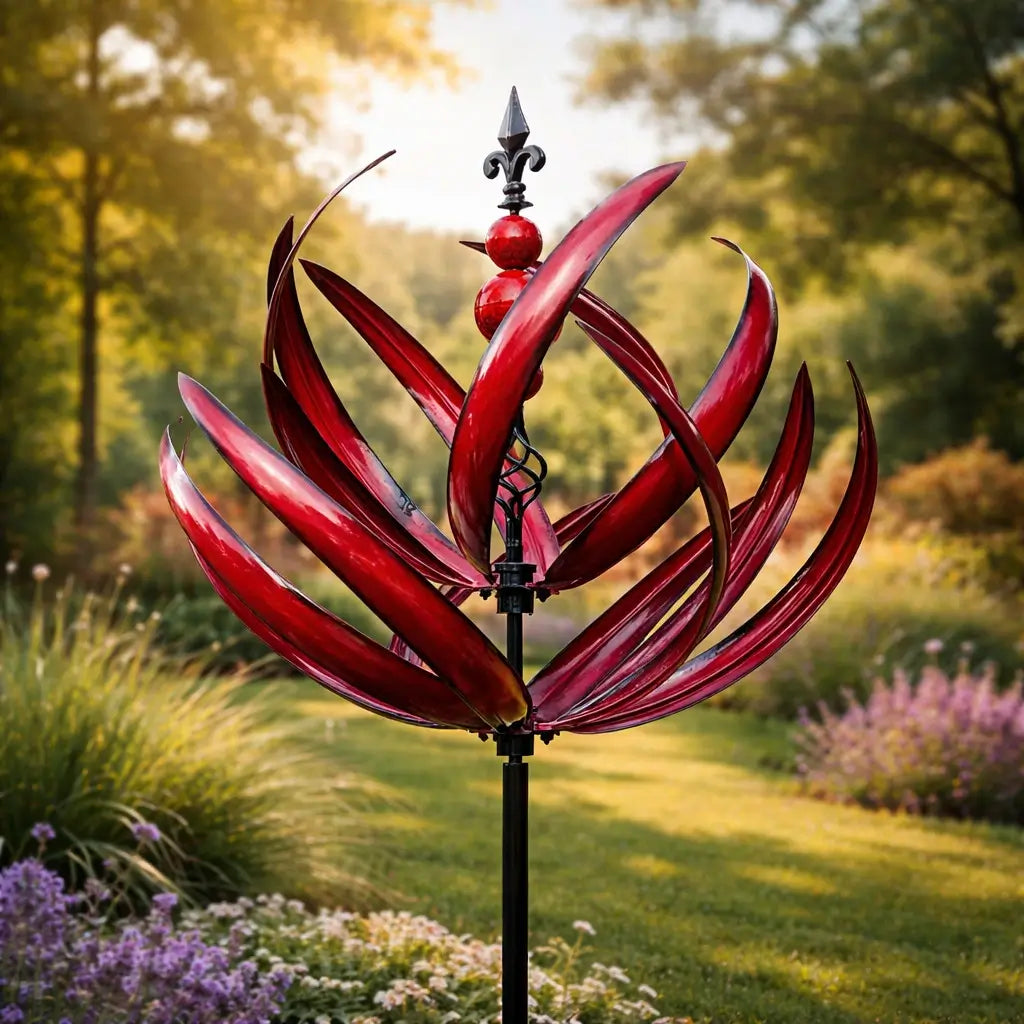 Metal Lotus Garden Wind Spinner – Rust-Resistant Outdoor Yard Decoration