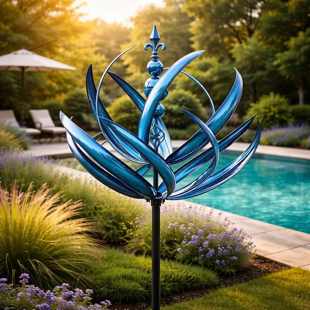 Metal Lotus Garden Wind Spinner – Rust-Resistant Outdoor Yard Decoration