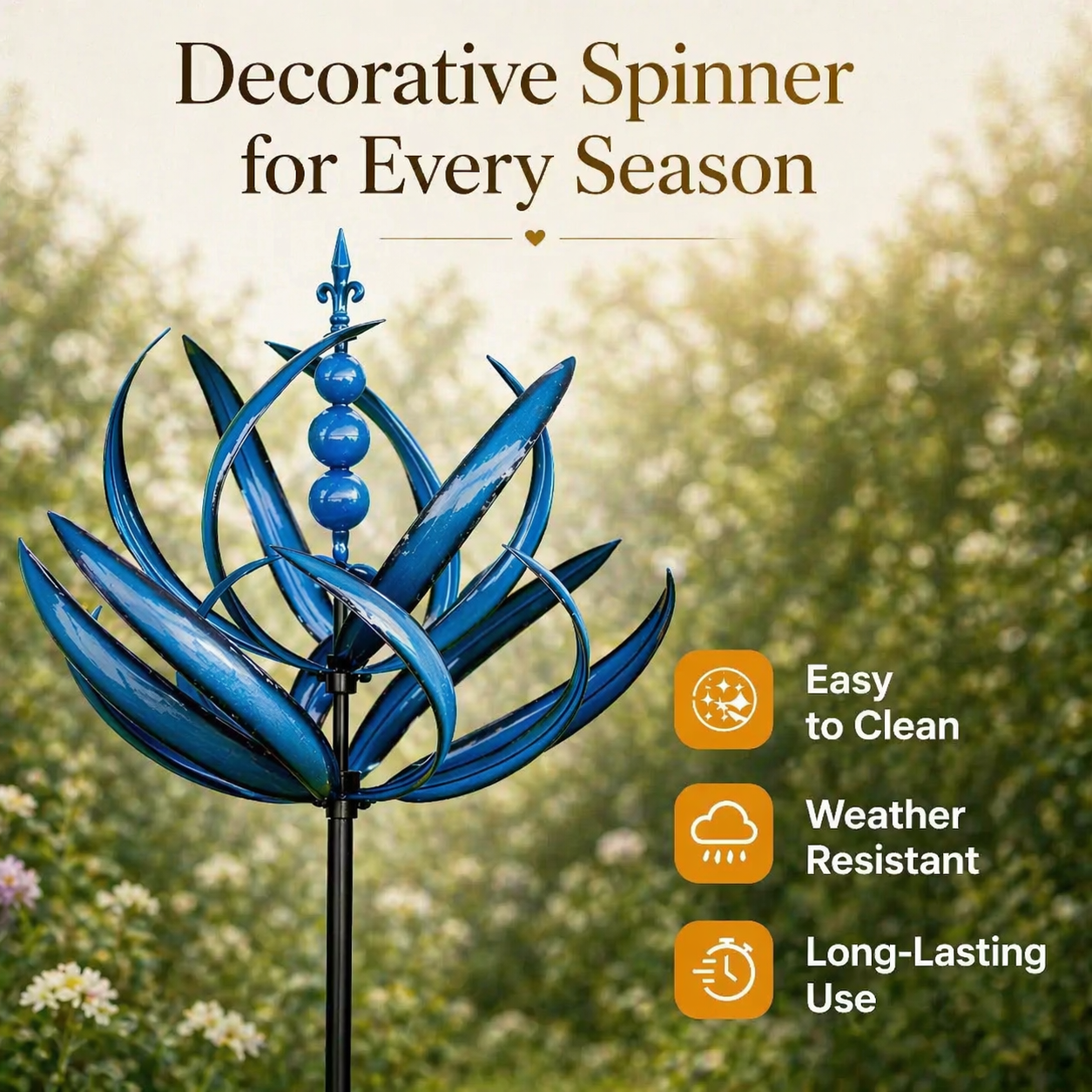 Metal Lotus Garden Wind Spinner – Rust-Resistant Outdoor Yard Decoration