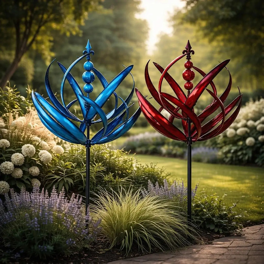 Metal Lotus Garden Wind Spinner – Rust-Resistant Outdoor Yard Decoration