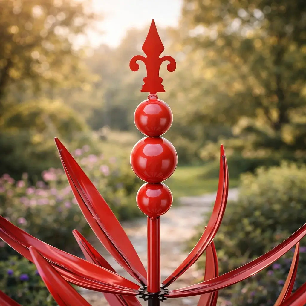 Metal Lotus Garden Wind Spinner – Rust-Resistant Outdoor Yard Decoration