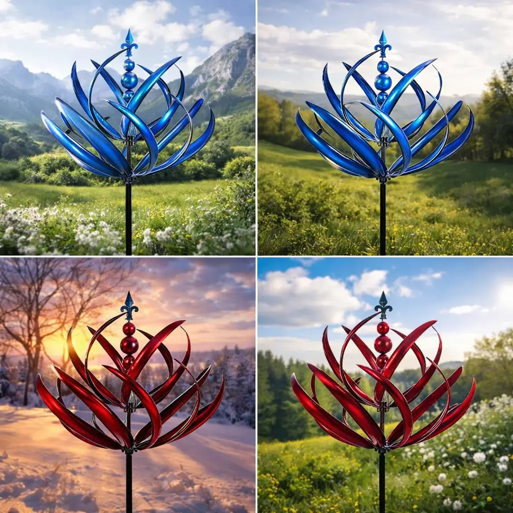 Metal Lotus Garden Wind Spinner – Rust-Resistant Outdoor Yard Decoration