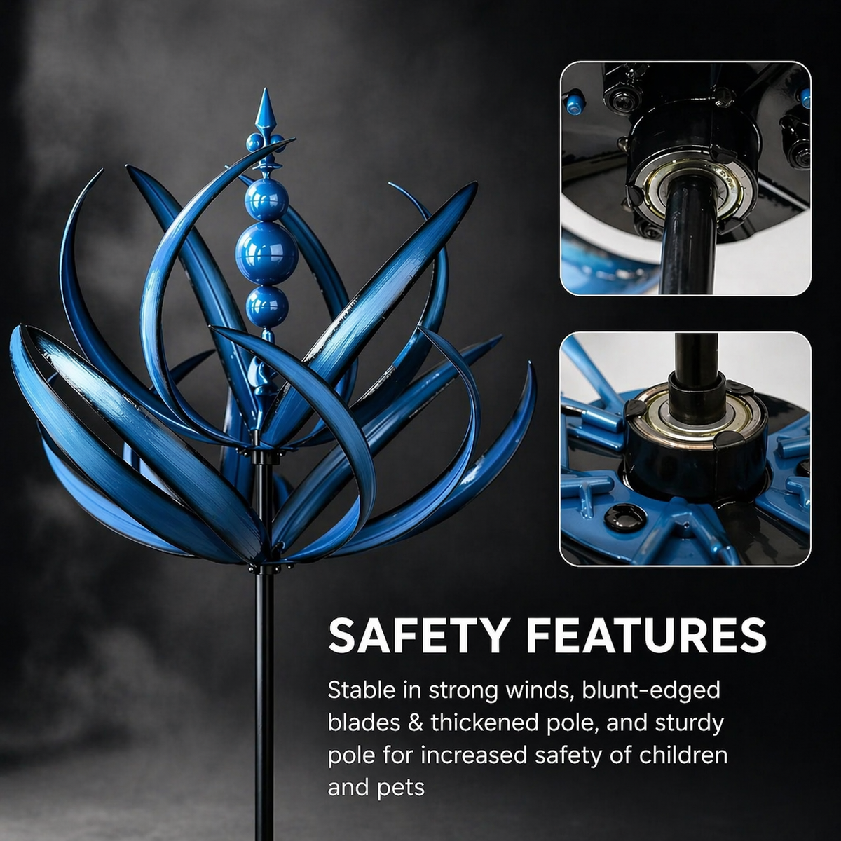 Metal Lotus Garden Wind Spinner – Rust-Resistant Outdoor Yard Decoration
