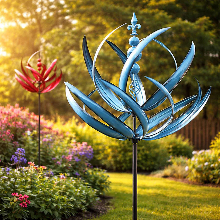 Metal Lotus Garden Wind Spinner – Rust-Resistant Outdoor Yard Decoration
