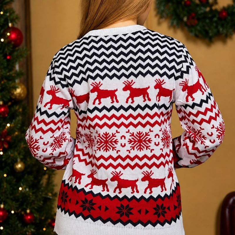 Christmas Jumper - White Snowflake Reindeer
