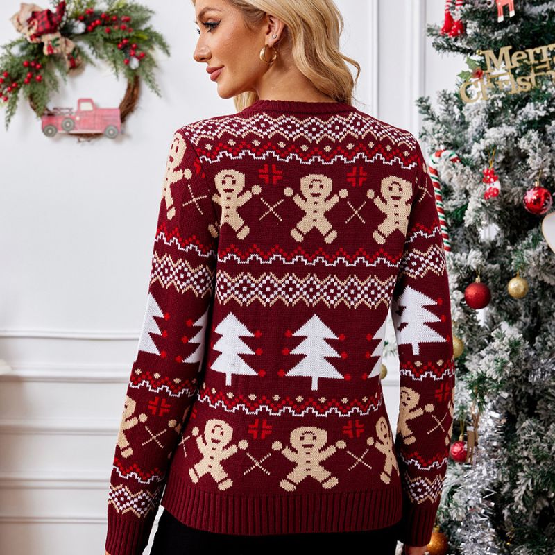 Christmas Jumper - Wine Red Gingerbread Knit