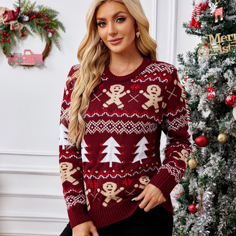 Christmas Jumper - Wine Red Gingerbread Knit