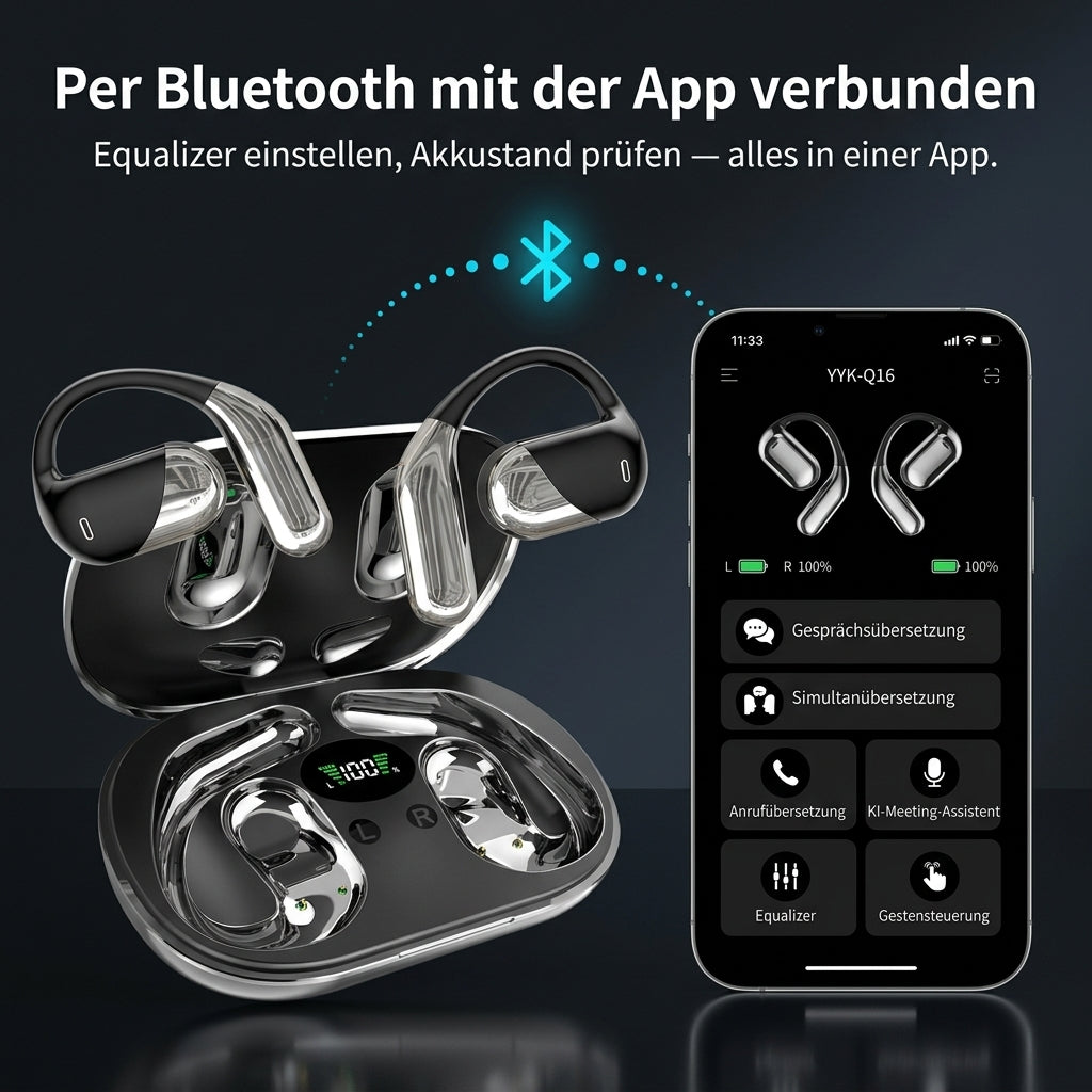 Real-Time Translation Earbuds – Open-Ear Bluetooth Translator Headphones