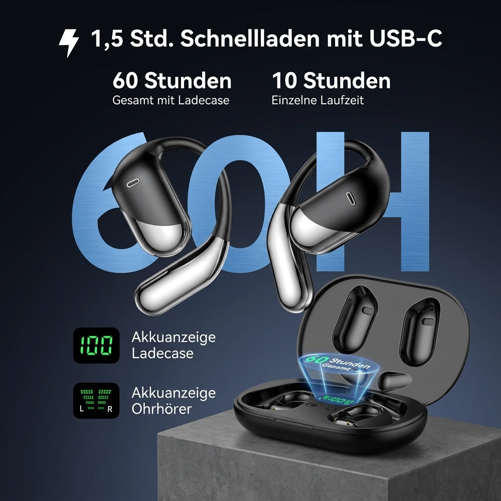 Real-Time Translation Earbuds – Open-Ear Bluetooth Translator Headphones