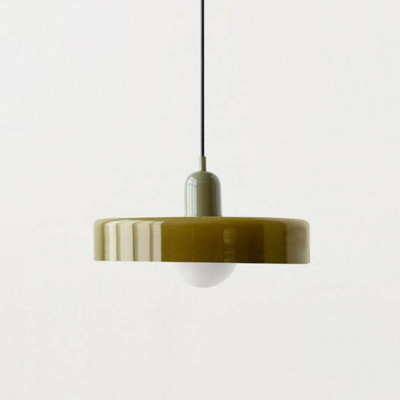 Bauhaus Stained Glass Pendant Light – Round Colourful Ceiling Lamp