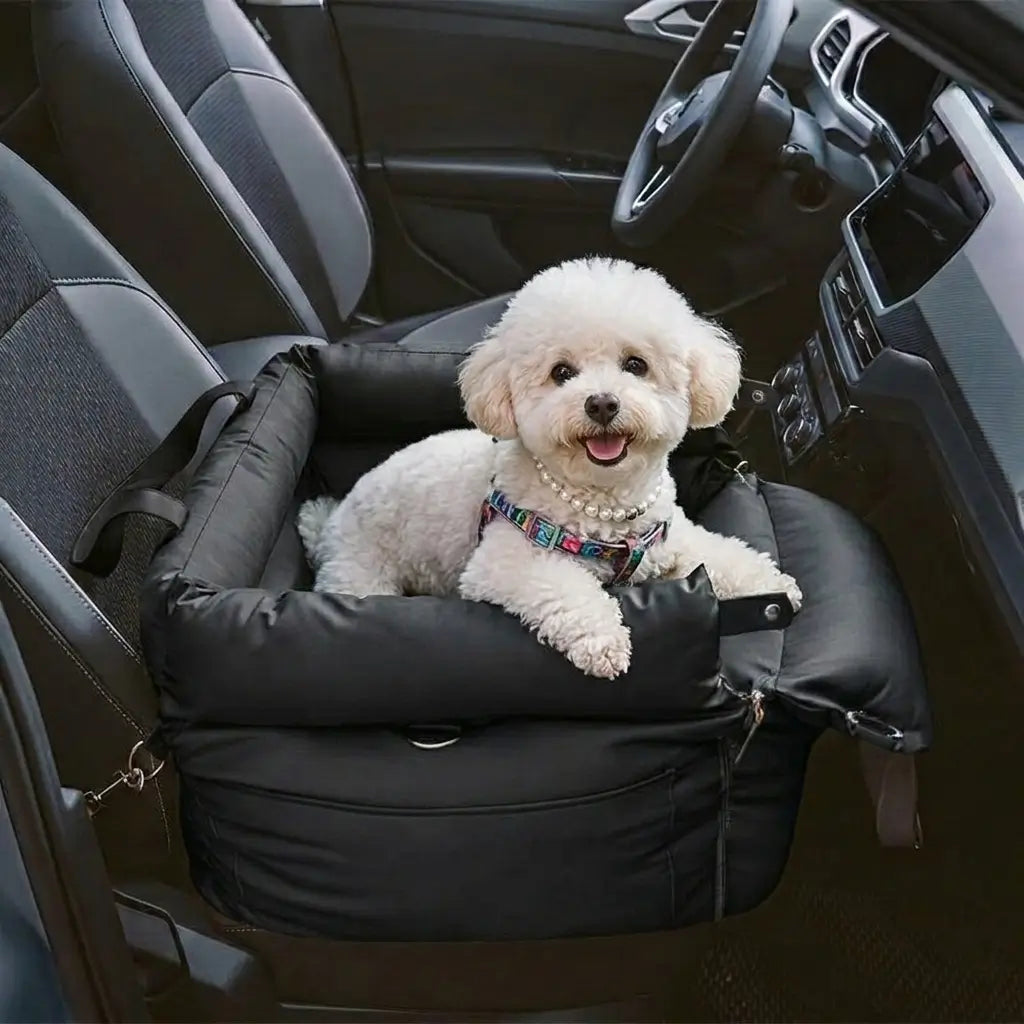 2-in-1 Dog Car Seat & Travel Bed with Safety Leash