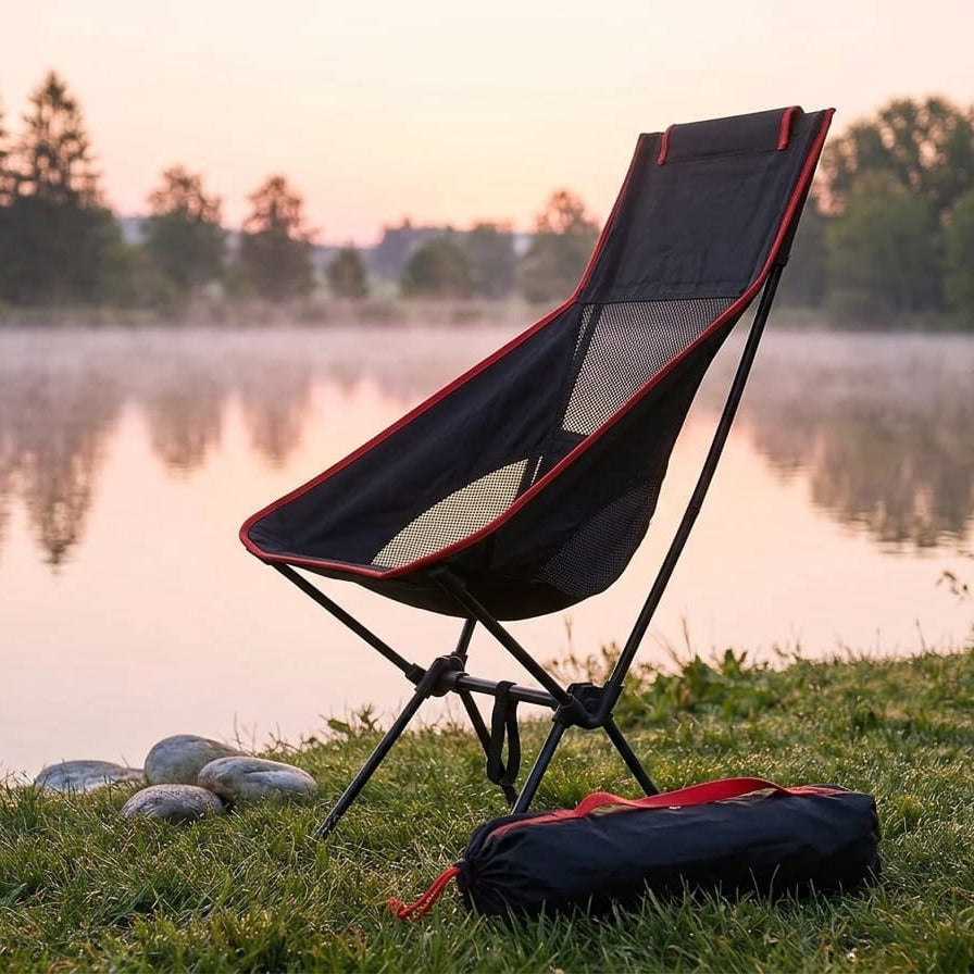 High-Back Camping Chair – Portable Folding Outdoor Seat
