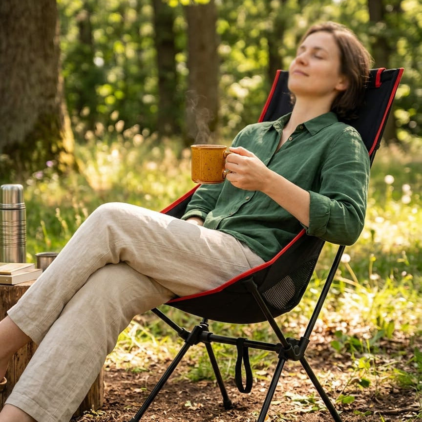 High-Back Camping Chair – Portable Folding Outdoor Seat