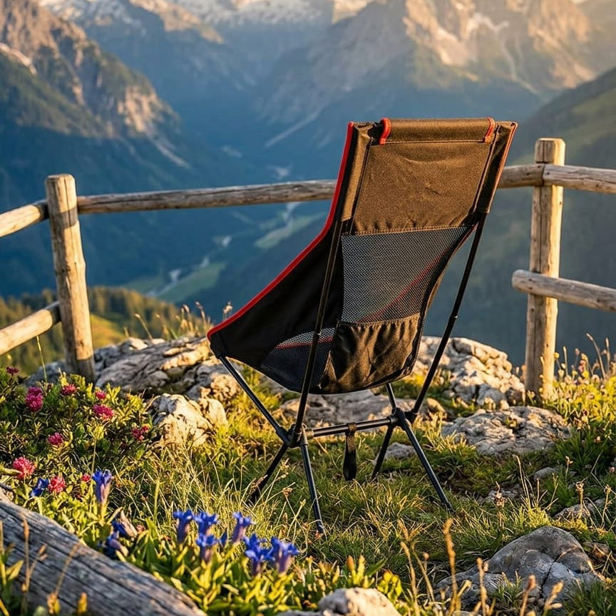 High-Back Camping Chair – Portable Folding Outdoor Seat