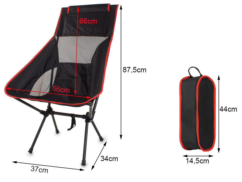 High-Back Camping Chair – Portable Folding Outdoor Seat