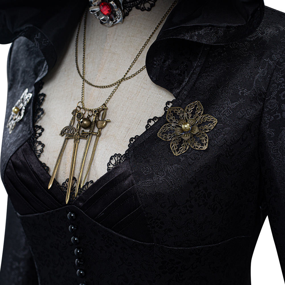 Resident Evil Village Lady Bela Dimitrescu Daughters Black Dress Vampire Halloween Costume