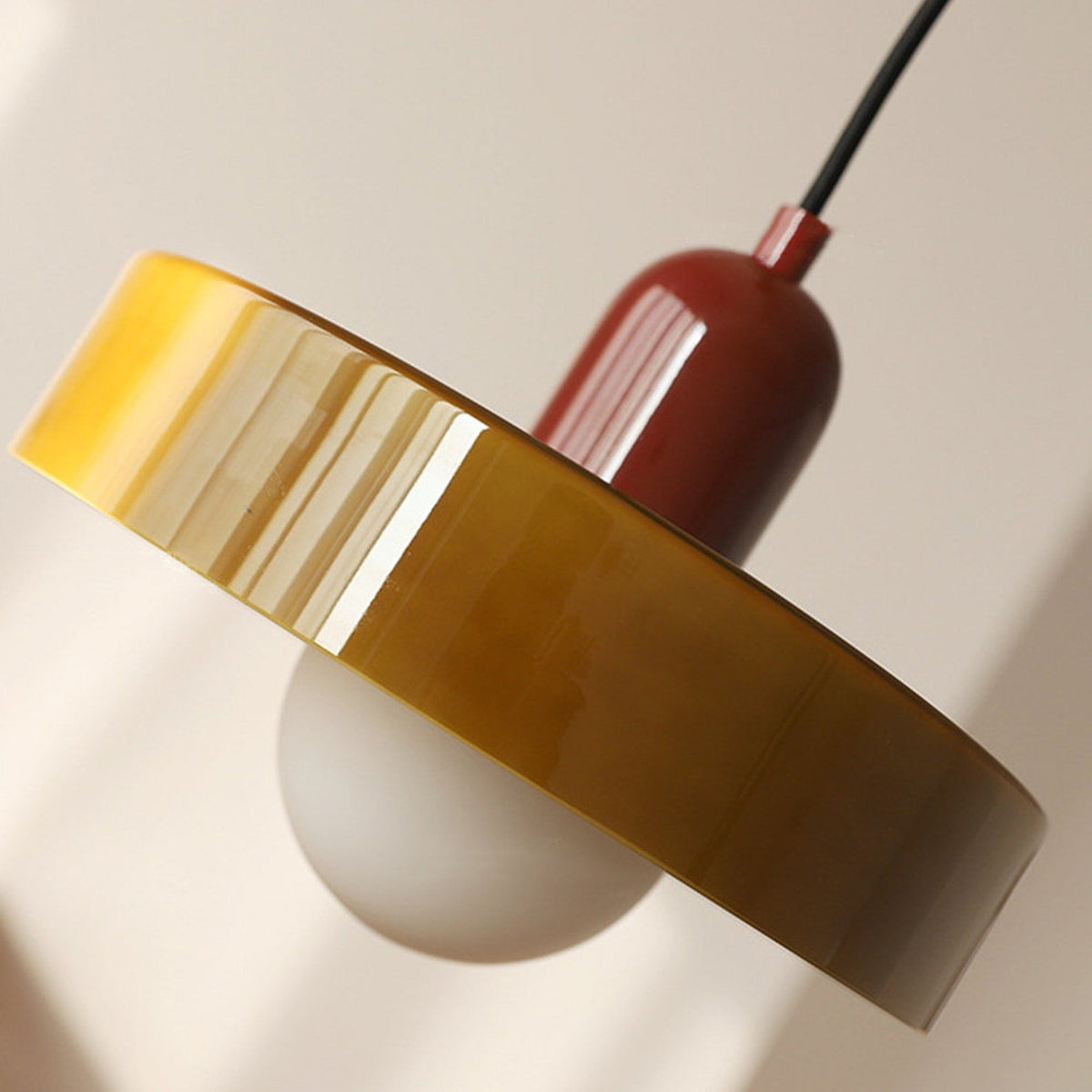 Bauhaus Stained Glass Pendant Light – Round Colourful Ceiling Lamp